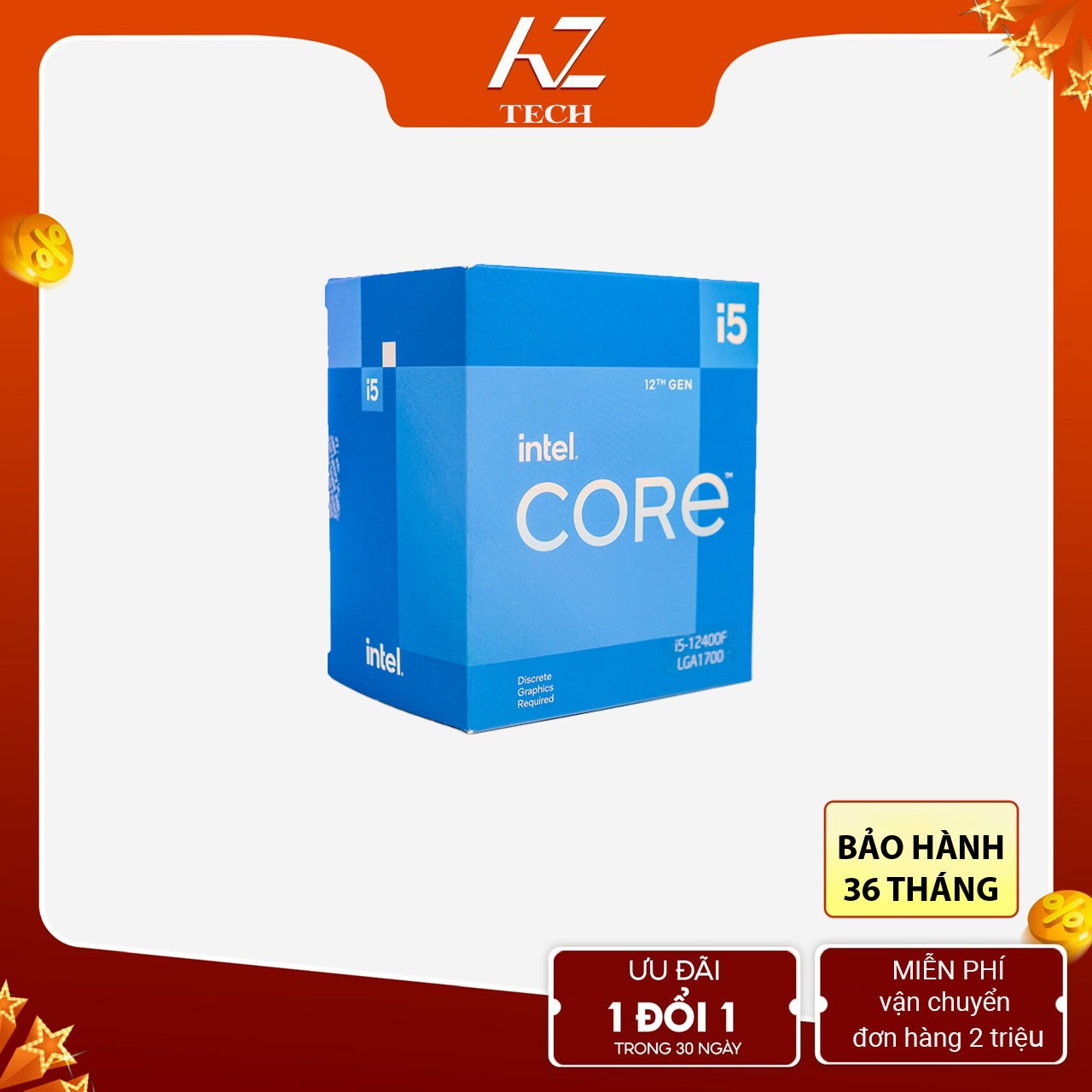 CPU Intel Core i5-12400F (Upto 4.4Ghz, 6 nhân 12 luồng, 18MB Cache, 65W) - Socket Intel LGA 1700)