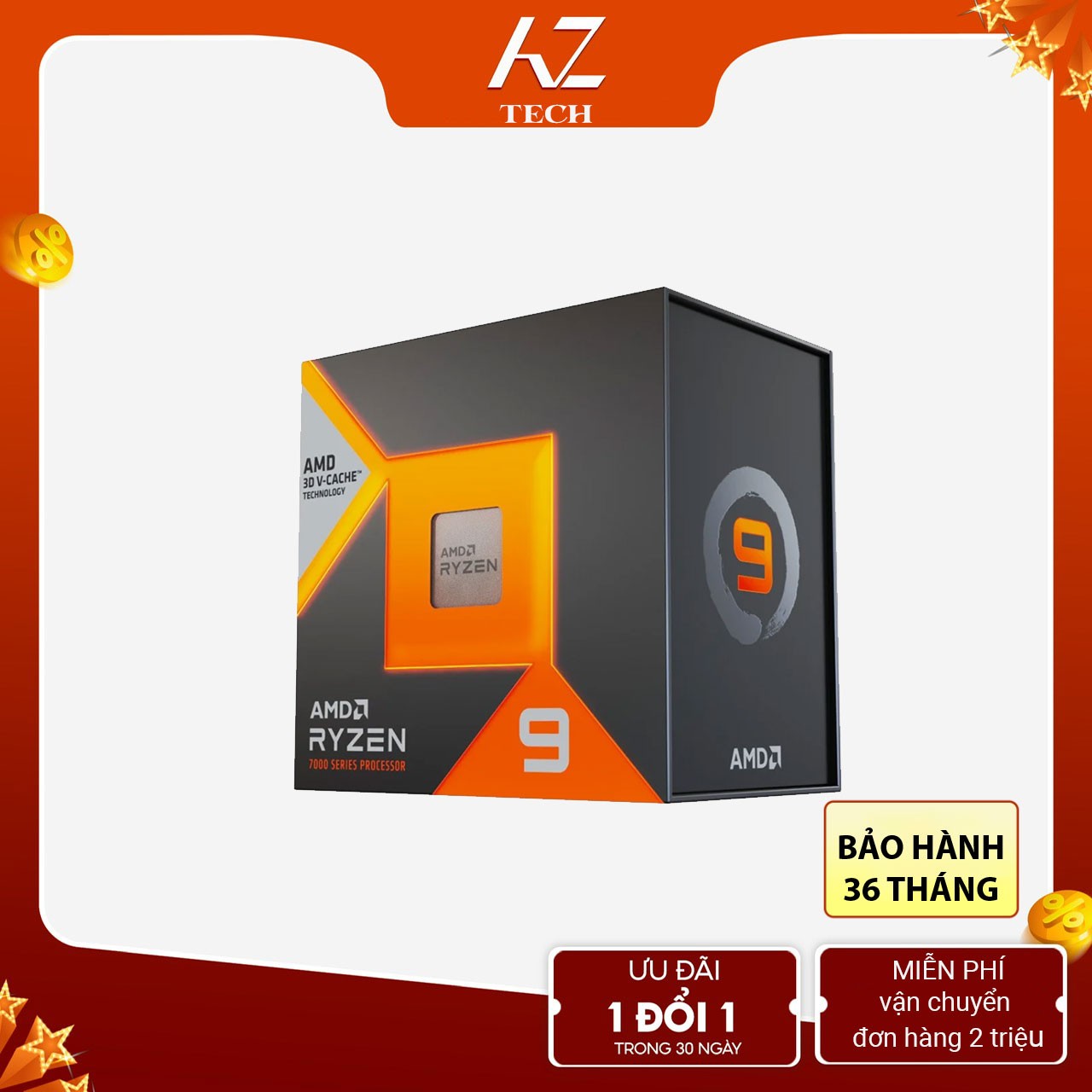 CPU AMD Ryzen 9 7900X3D (4.4Ghz up to 5.6Ghz/ 140MB/ 12 cores 24 threads/ 120W/ Sockets AM5)