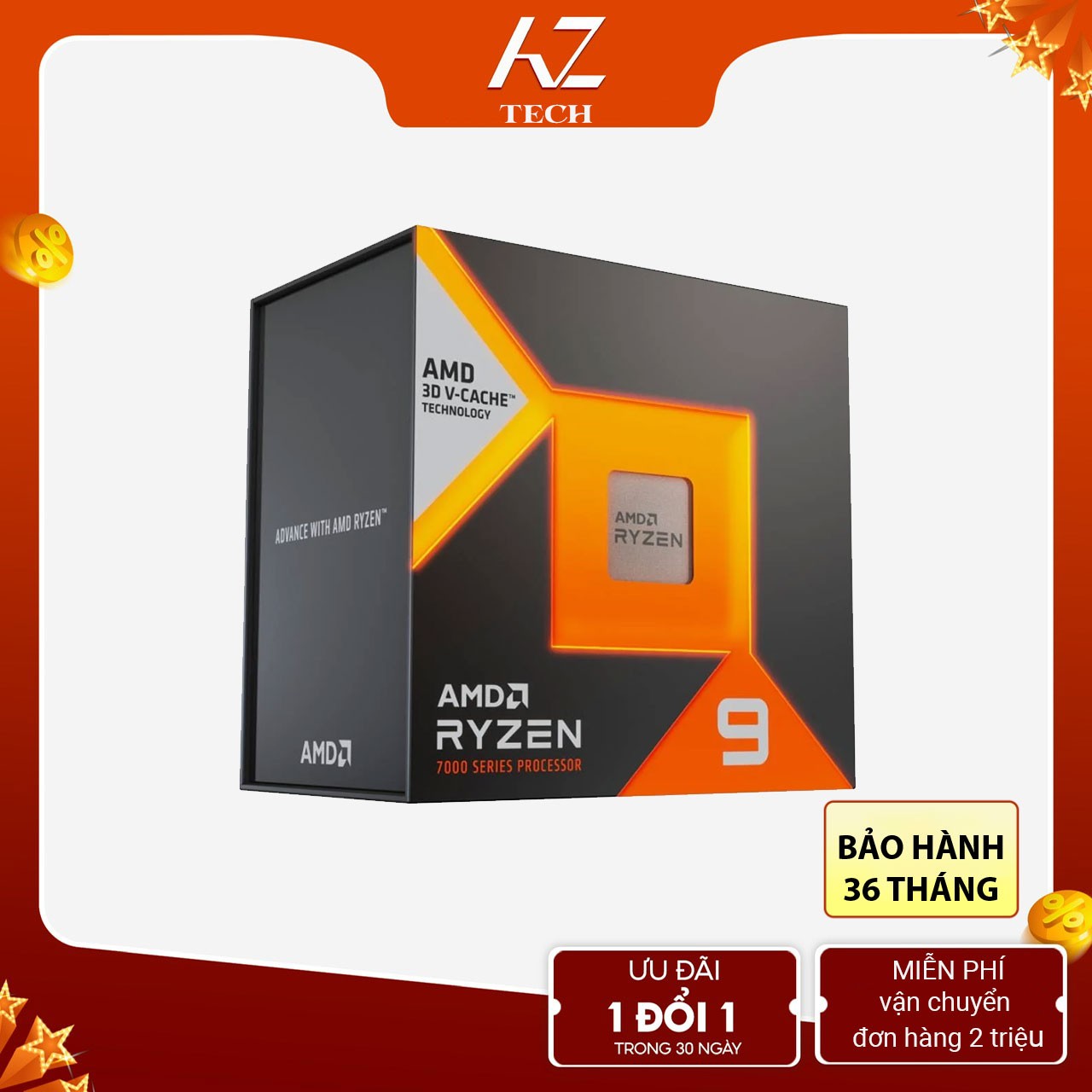 CPU AMD Ryzen 9 7950X (4.5 GHZ UPTO 5.7GHZ / 81MB / 16 CORES, 32 THREADS / 170W / AM5 )