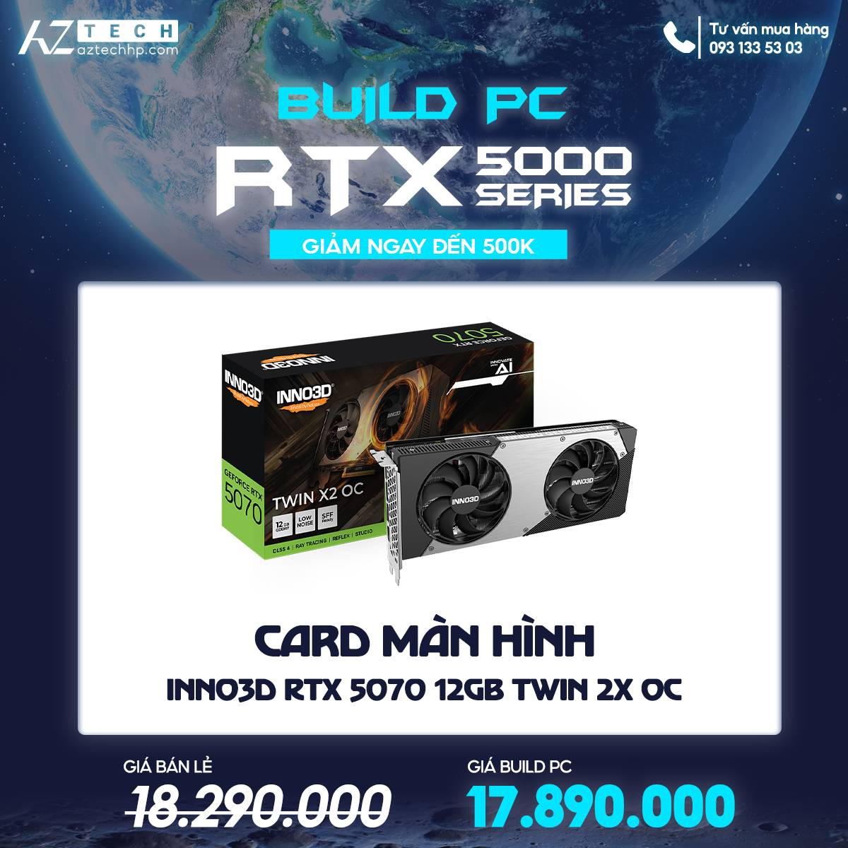 VGA INNO3D RTX 5070 12GB TWIN 2X OC
