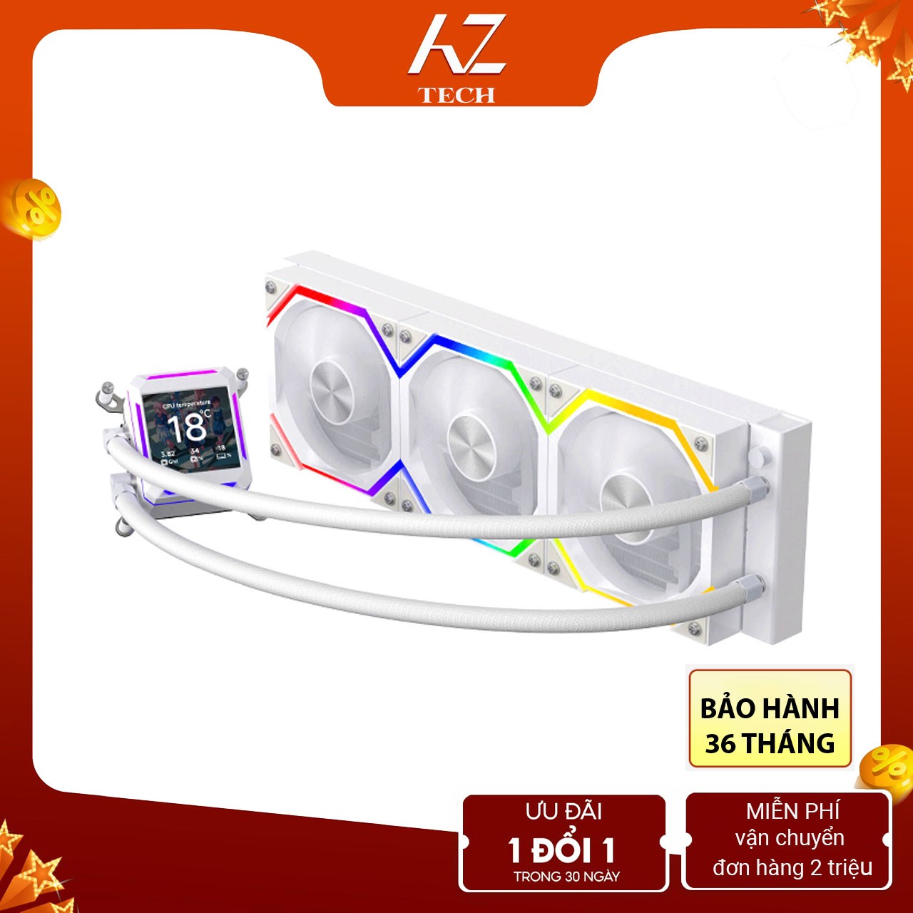Tản nhiệt nước AIO Leopard Astro Shell 360 ARGB Digital LCD/ WHITE