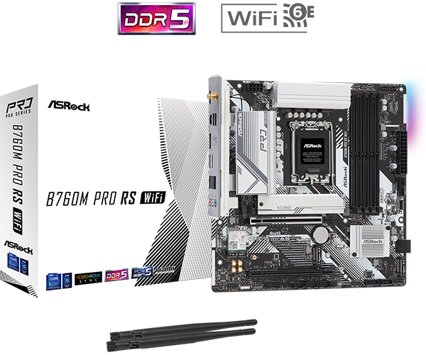 Mainboard ASRock B760M Pro RS/D5 Wifi White